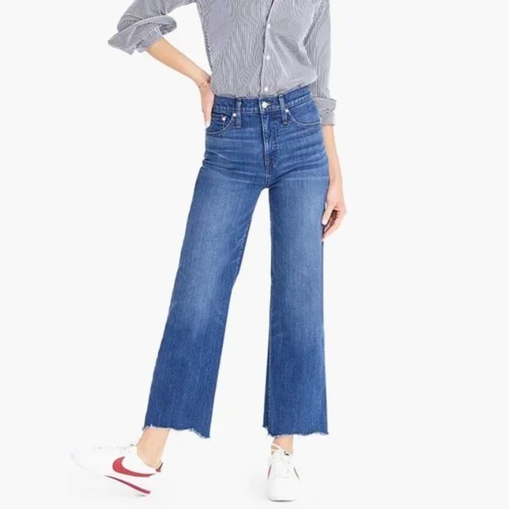 Point Sur J. Crew Wide Leg Cropped Jean 26 Frayed